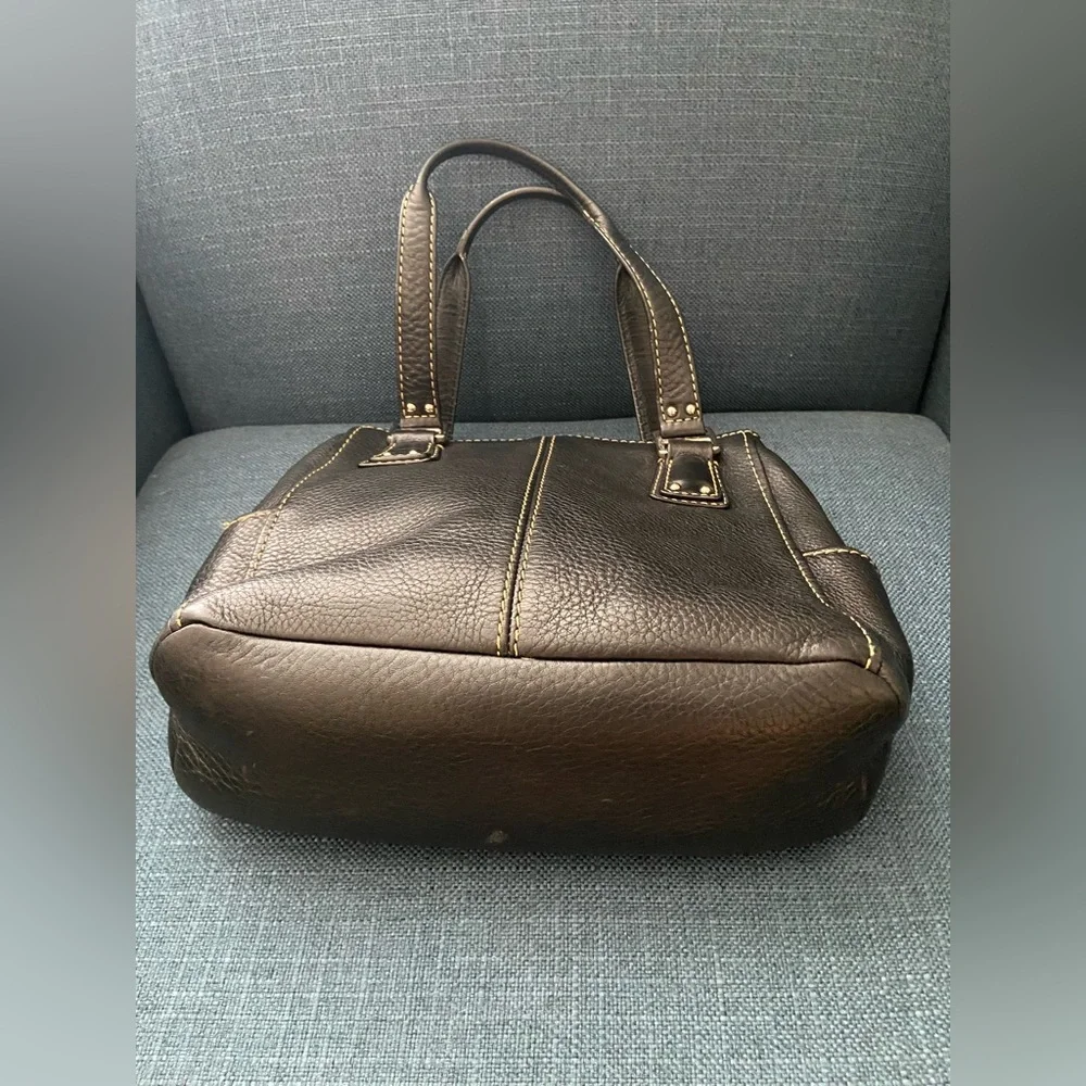 Fossil Black Leather Double Handles Shoulder Handbag Purse Silver Tone Hardware - Picture 8 of 16